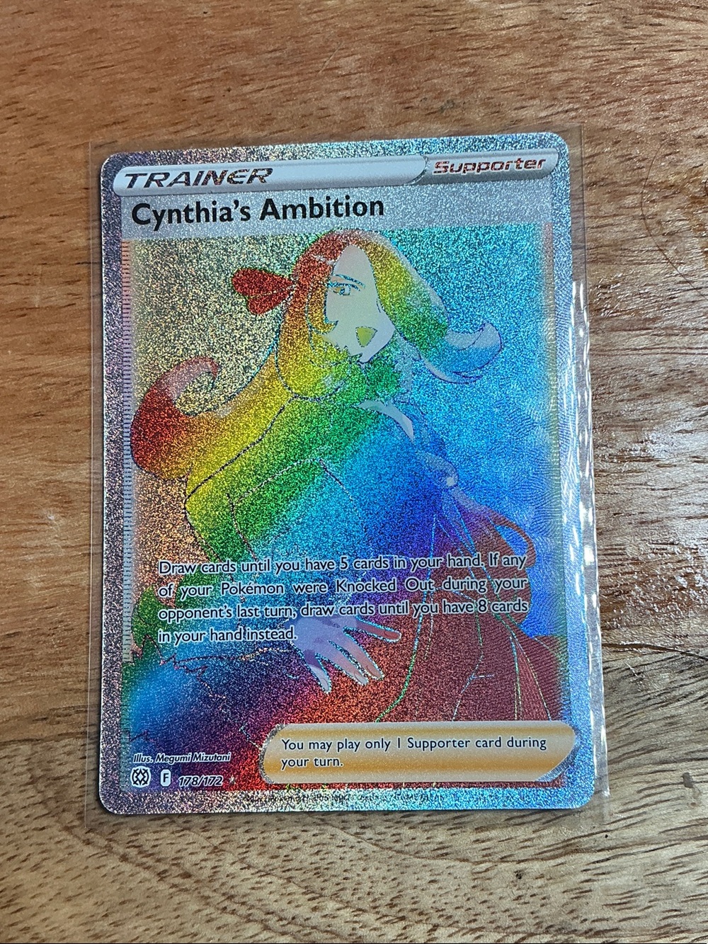 Cynthia's Ambition Full Art Holo Trainer Card - Rainbow Foil